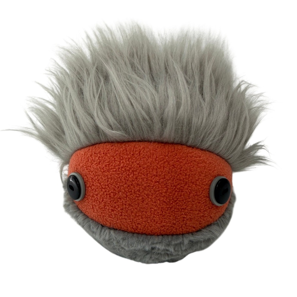 Mimbleball Ira Plush Round Fuzzy Gray Orange Sensory Stuffed Toy 8" NWT New